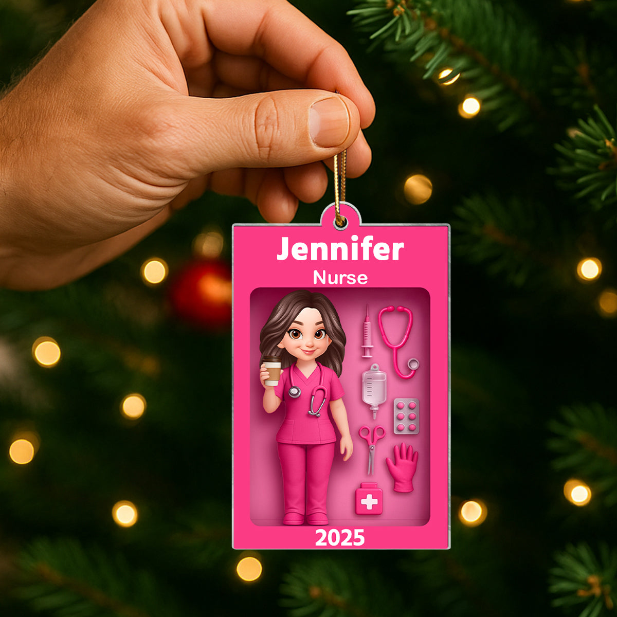 Personalized Nurse In Toy Box 3D Acrylic Ornament, Special Christmas Gift For Nurse, For Co-workers