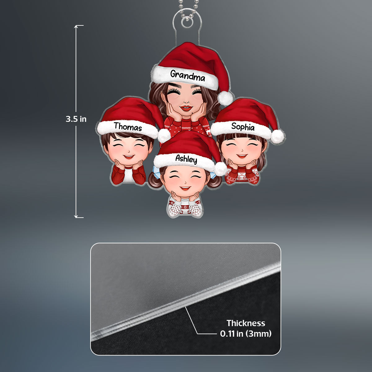 Grandma & Grandkids Chin On Hands Christmas Gift For Grandma Granddaughter Grandson Personalized Acrylic Ornament