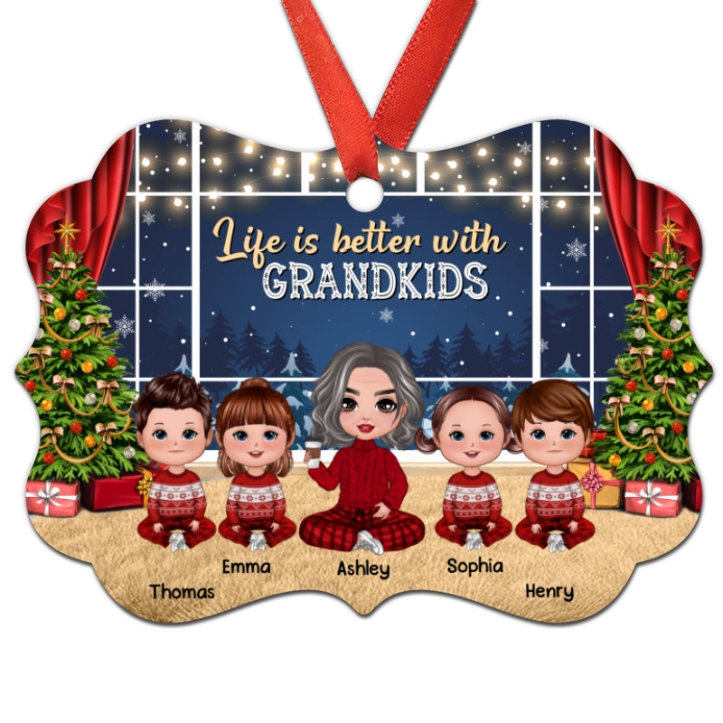 Grandma Grandkids Sitting By Window Personalized Christmas Ornament