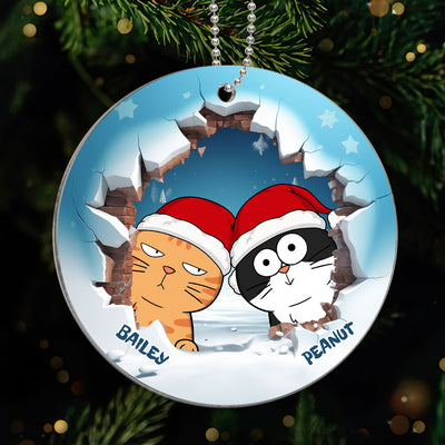 Funny Cat Break Through Personalized Acrylic Ornament