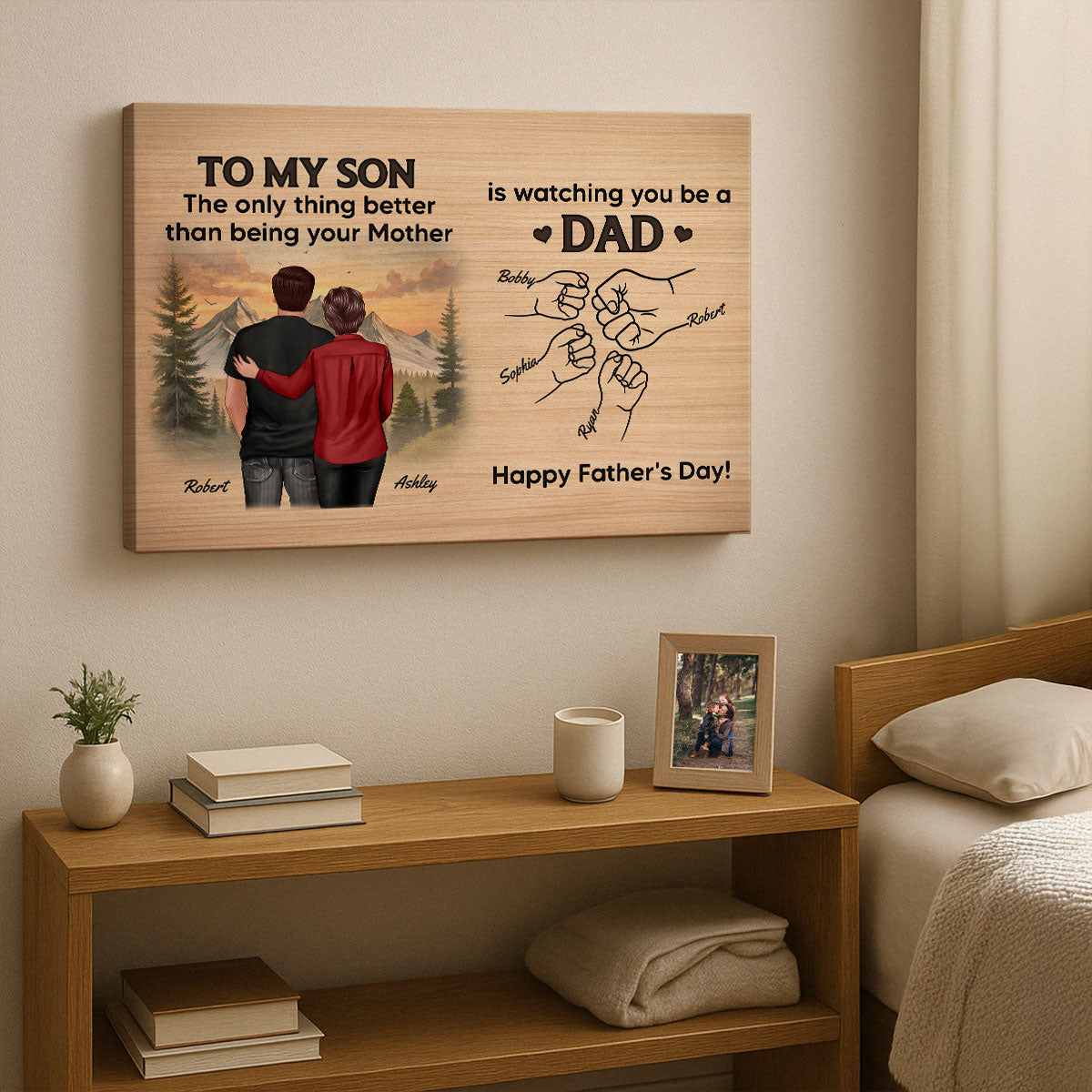From Mom Dad To Son Watching You Be A Dad Personalized Wrapped Canvas, Gift For Son