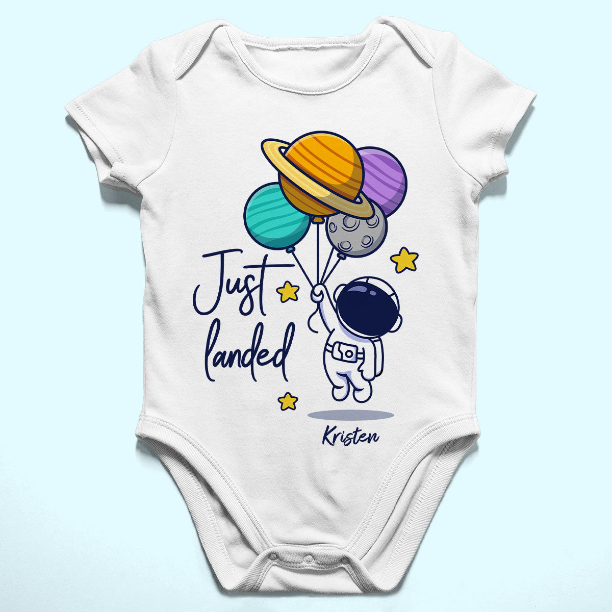 Just Landed Baby Arrival Cute Astronaut Personalized Baby Onesie, Baby Shirt