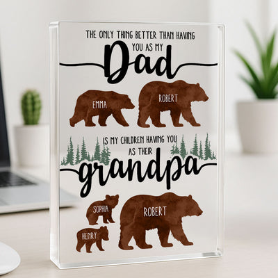 Papa Bear And Kids The Only Thing Better Than Personalized Acrylic Block, Father Day's gift for Dad