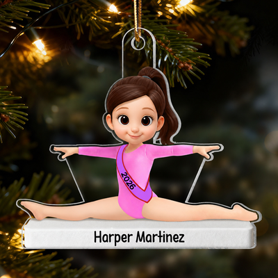 3D Effect Gymnastic Little Girl Front Split Pose - Personalized Acrylic Ornament - Gymnast Gift For Daughter, Granddaughter