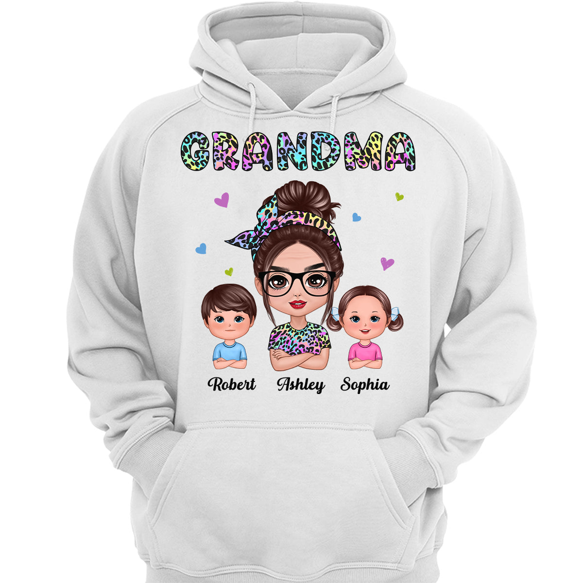 Colorful Leopard Pattern Grandma And Grandkids Gift For Grandma Personalized Shirt