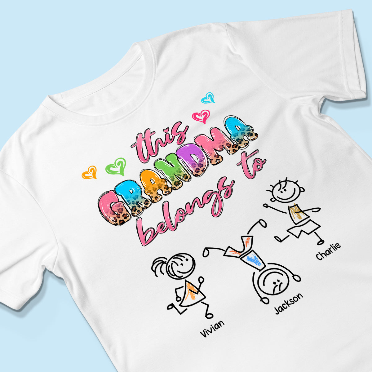 This Grandma Mom Colorful Half Leopard Drawing Personalized Shirt