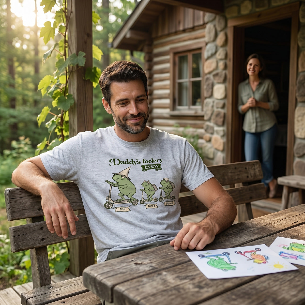 Off To Commit Dad Foolery Cottagecore Frog Dad & Kids - Personalized Shirt - Funny Father's Day Shirt For Husband