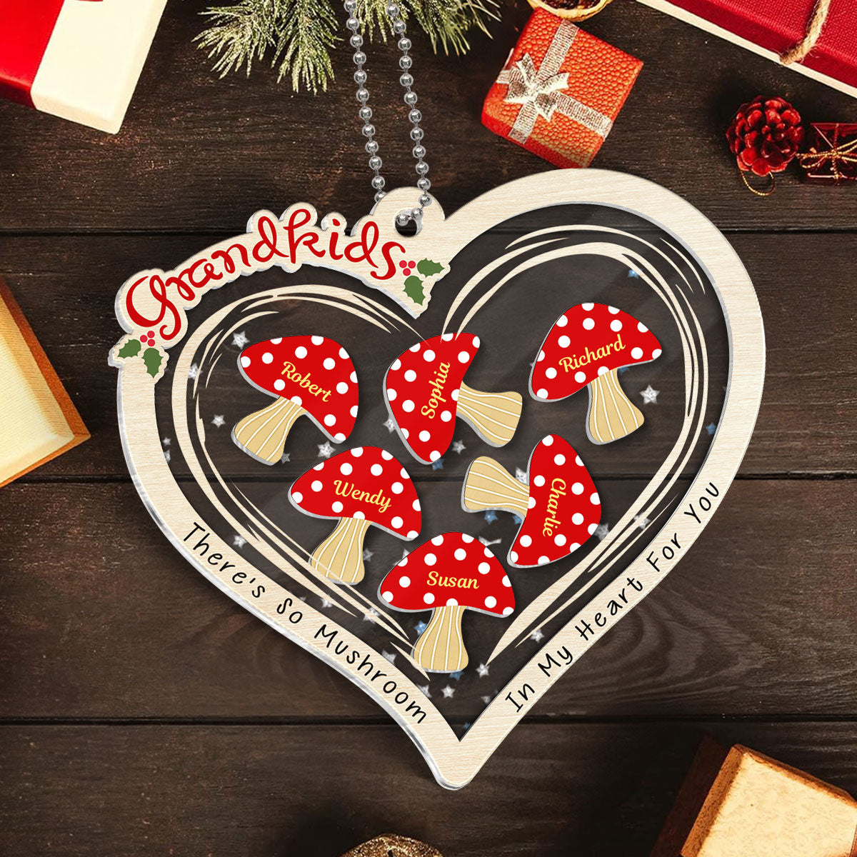 Grandkids There Is So Mushroom In My Heart For You Personalized Shaker Ornament