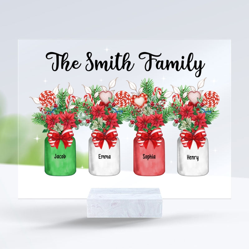 Family Christmas Mason Jar Personalized Acrylic Plaque