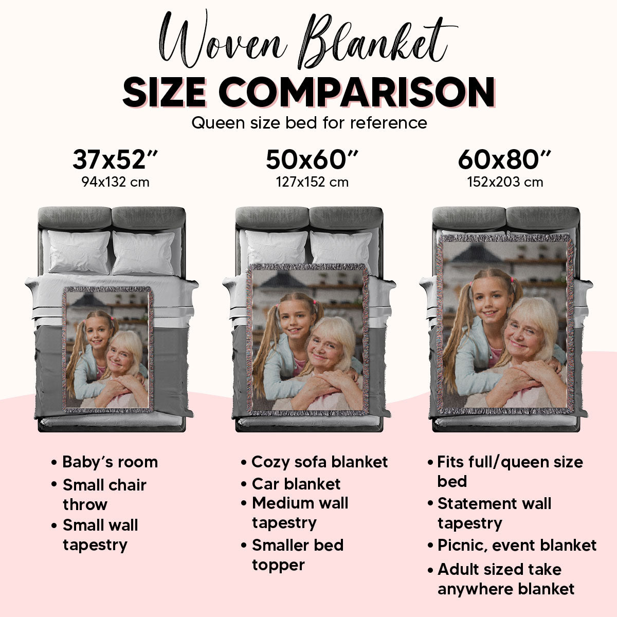 Custom Photo Unique Gift For Family Friends Personalized Tapestry Woven Blanket