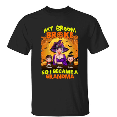 Yellow And Orange Grandma Witch Personalized Shirt