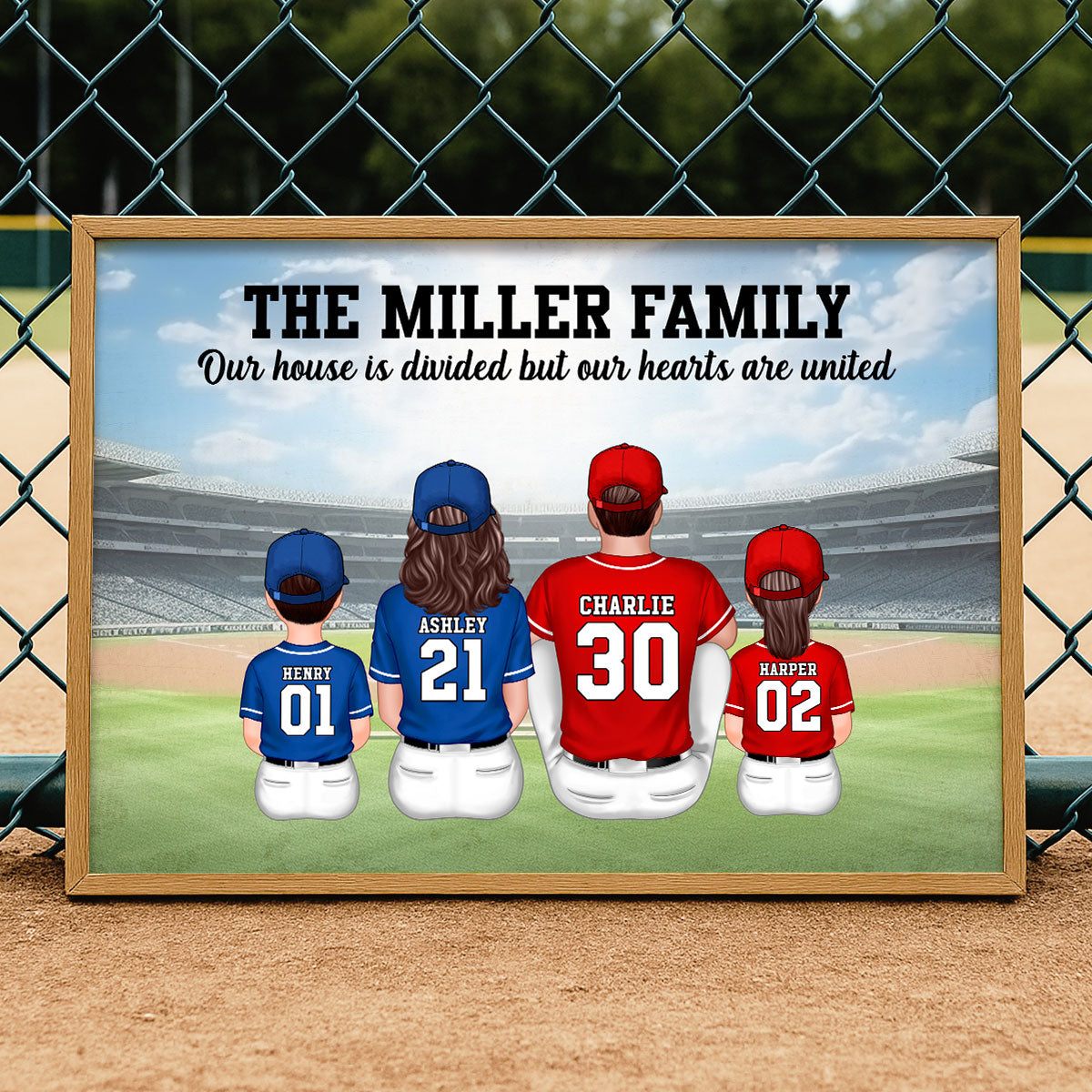 Home Sweet Rivalry House Divided Hearts United Baseball Family Decor Personalized Poster