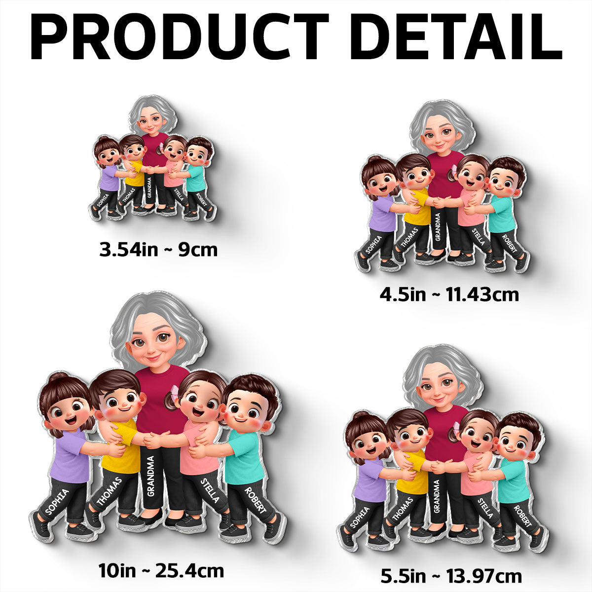 Grandma Grandkids Hugging - Personalized Acrylic Fridge Magnet - Heartfelt Gift For Grandma, Mom, Wife