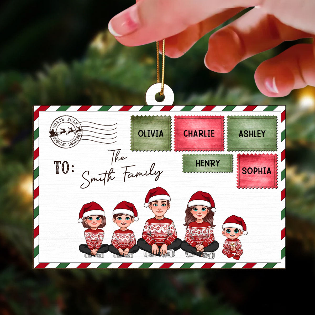 Santa Letter To Pretty Family Personalized Wooden Ornament