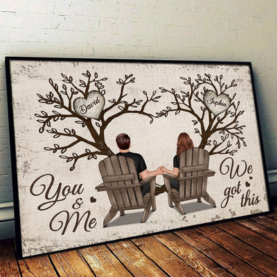 Favorite Place Is Next To You Couple Back View Under Heart Tree Personalized Poster