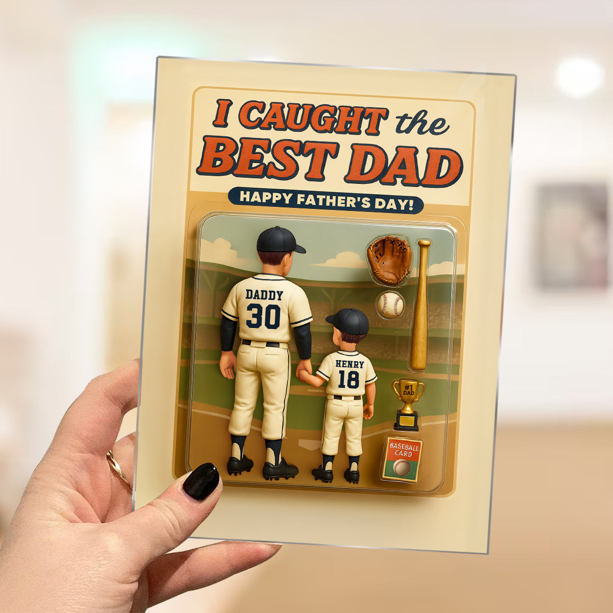 We Caught the Best Dad Baseball Custom Figure Personalized Acrylic Plaque, Father's Day Gift for Dad, Gift for Husband