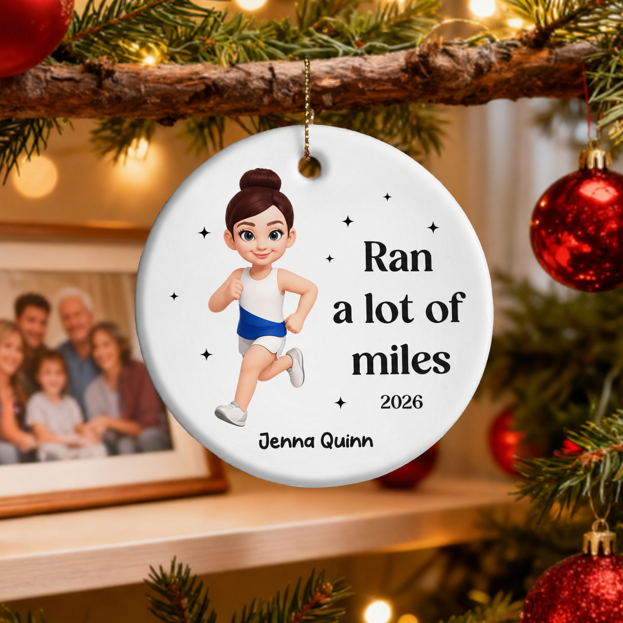 Ran A Lot Of Miles Running Boy Girl - Personalized Ceramic Ornament - Gift for Marathon Runner, Track Senior Night Gift