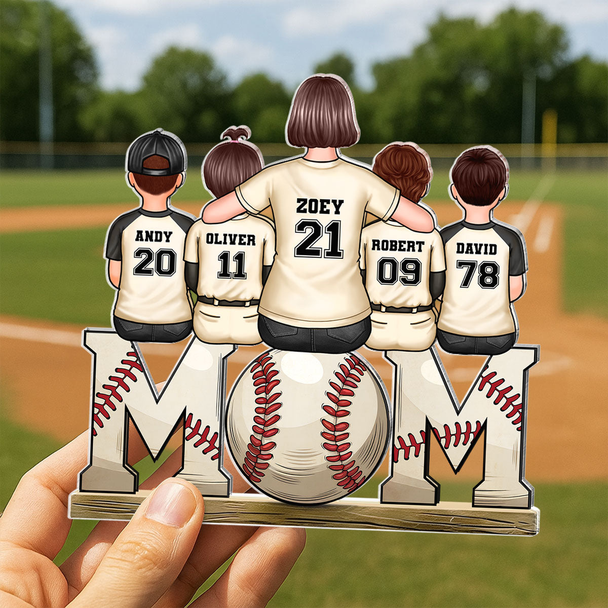 Baseball, Softball Mom And Kids Personalized Acrylic Block Plaque, Gift