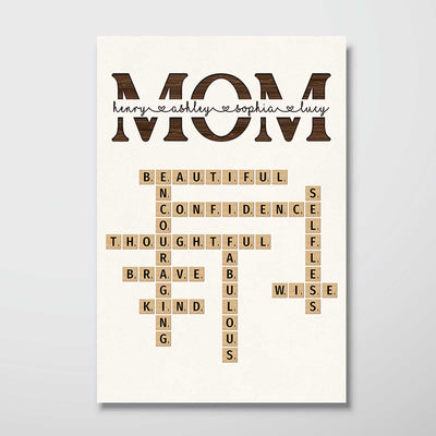 MOM Words Art Why We Love You Crossword Puzzle Create Your Own Unique Gift Personalized Poster, Mother‘s Day Gift