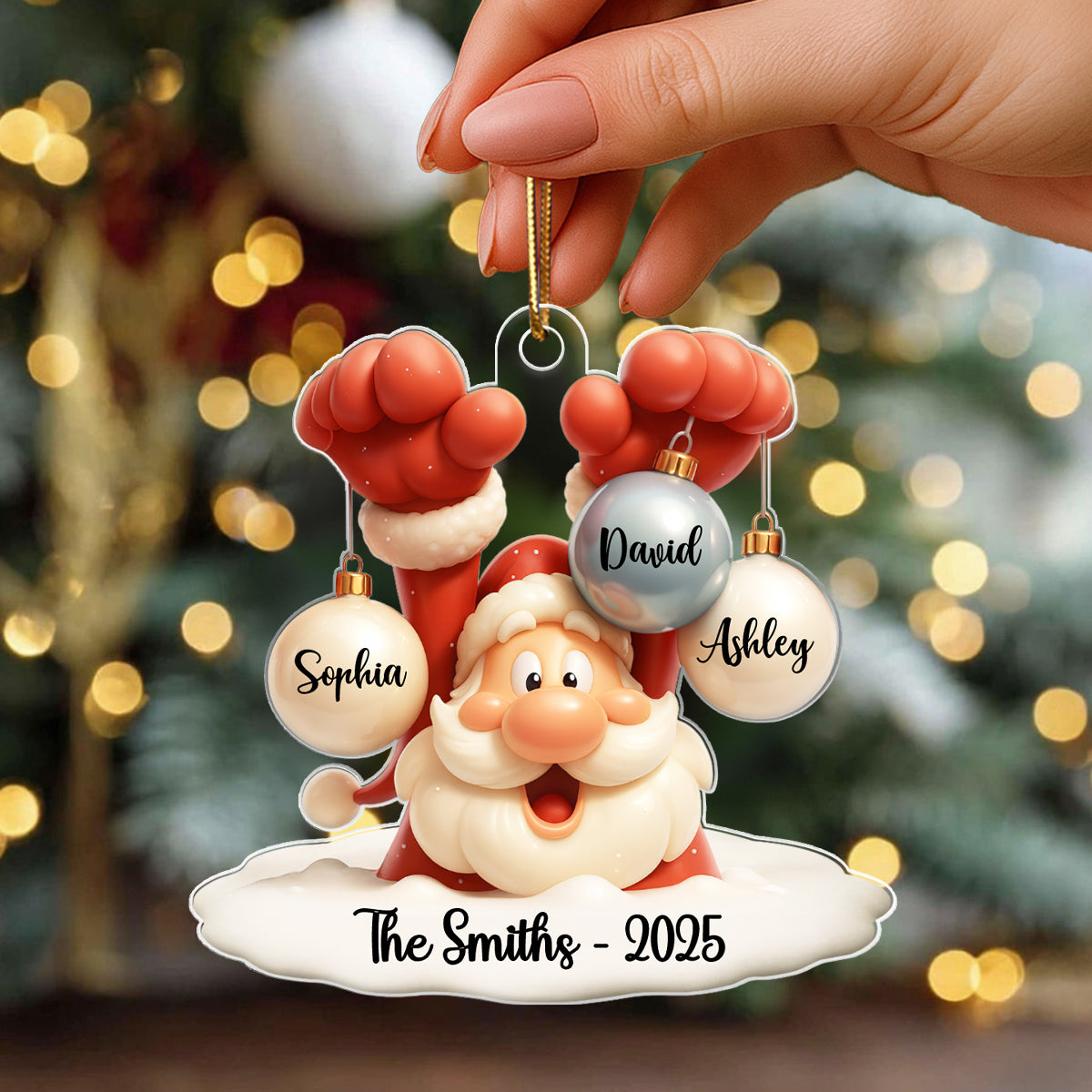 Family Name Christmas Santa Personalized Ornament, Gift for Family, Acrylic Ornament