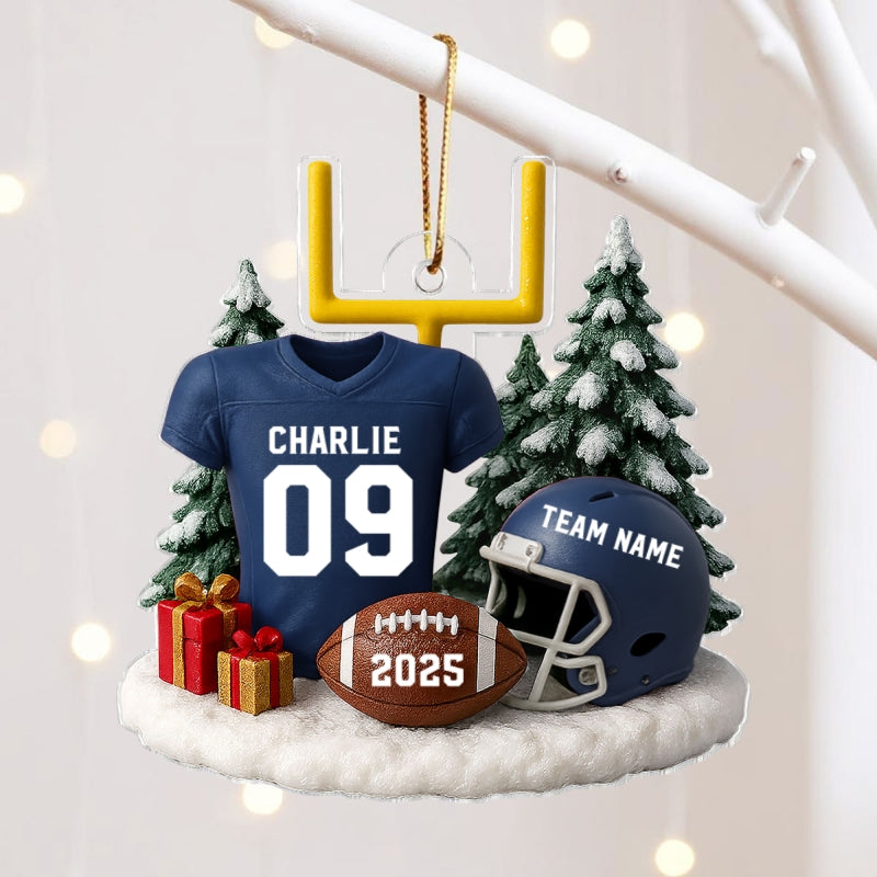 3D Effect Proud American Football Player Uniform - Personalized Acrylic Car Hanger - Gift For Football Lovers, Football Team