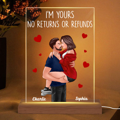Couple Man Holding Woman Kissing Gift For Him For Her Personalized Acrylic Plaque Rectangle LED Night Light