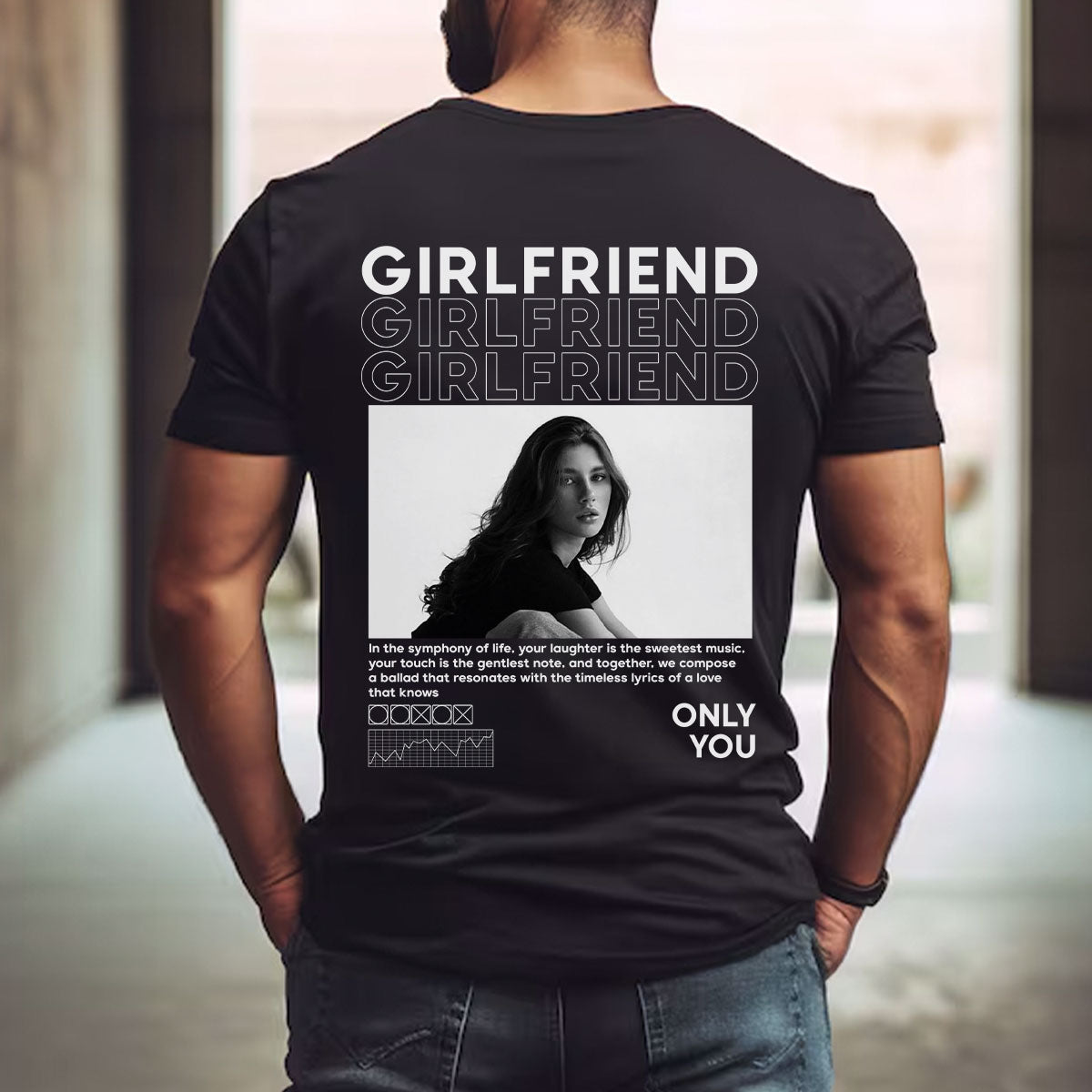 Custom Photo Bootleg Tee, Girlfriend Boyfriend 90s Retro Vintage T-Shirt, Pictures Tee for Couple