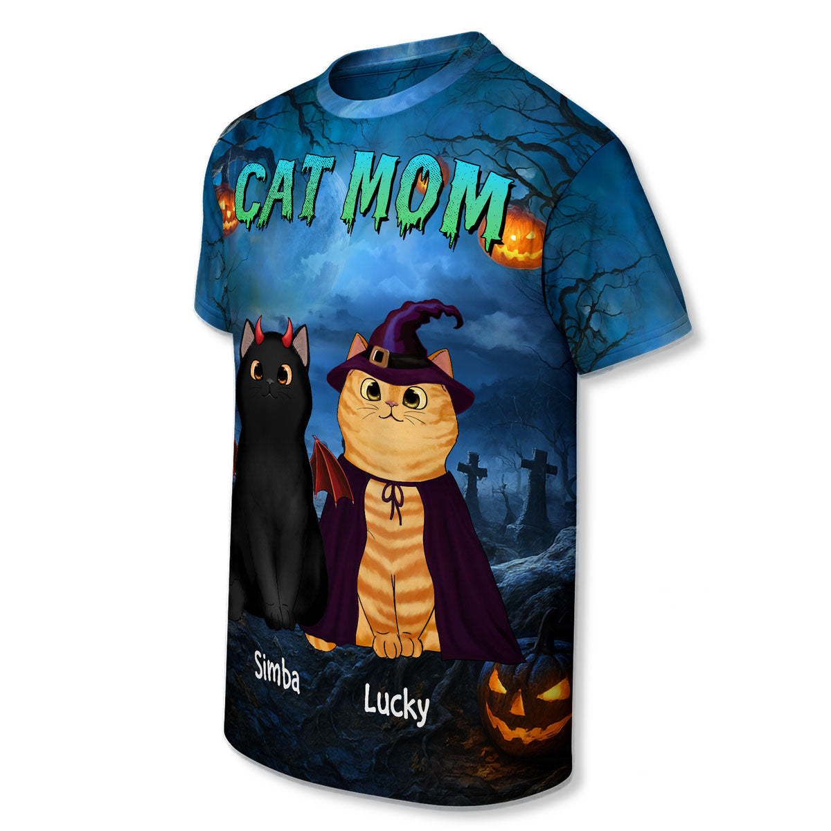 Cat Mom Halloween Night Theme Personalized Shirt, Pawfect Costume for Cat Lover