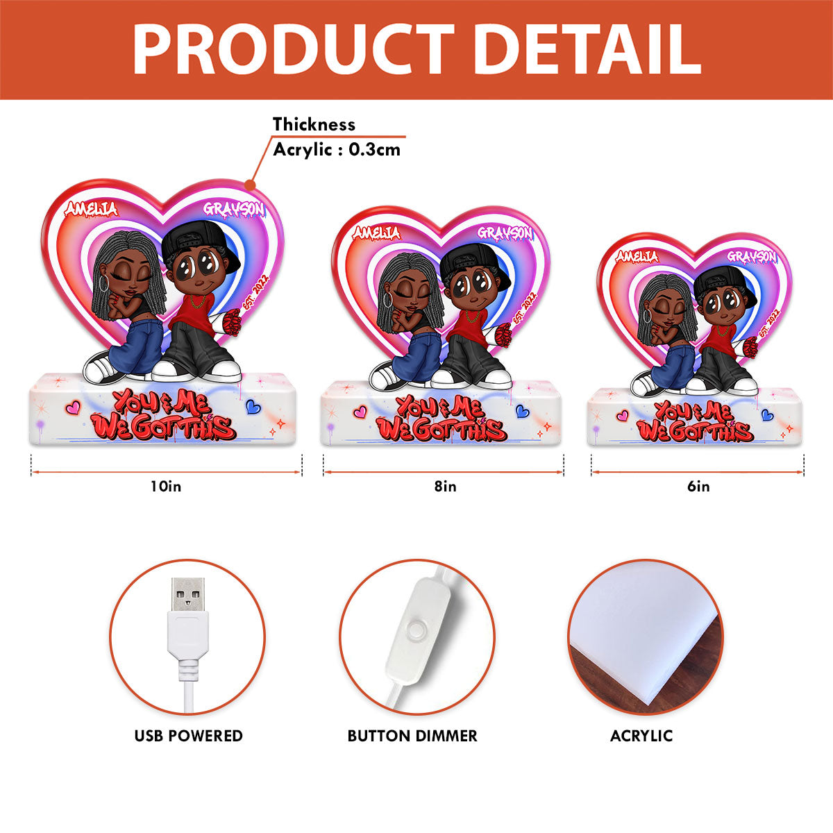 Eternal Love Y2K Couple - Personalized Light Box - Heartfelt Valentine's Day Gift, Anniversary Gift For Couple, For Him, For Her