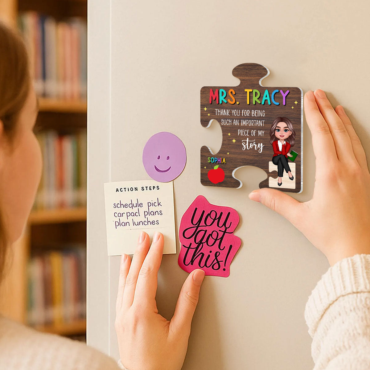 Teacher Thank You For Being Important Piece Of My Story Personalized Acrylic Magnet