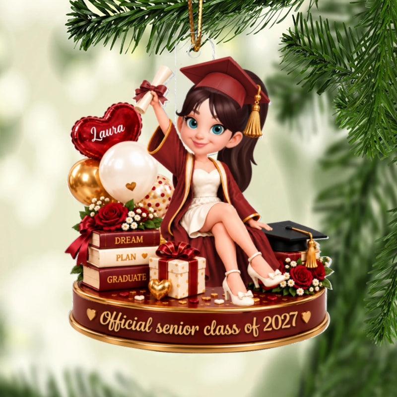 Official Senior Class of 2027 - Personalized Acrylic Ornament - Graduation Christmas Gift for Daughter, Granddaughter