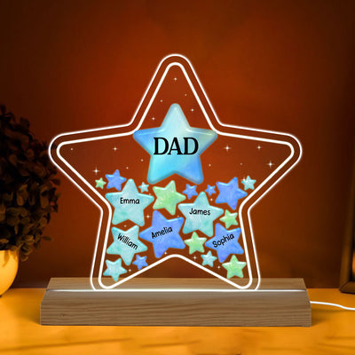 Dad Grandpa Stars In Star Personalized Warm Acrylic Custom Shape LED Night Light