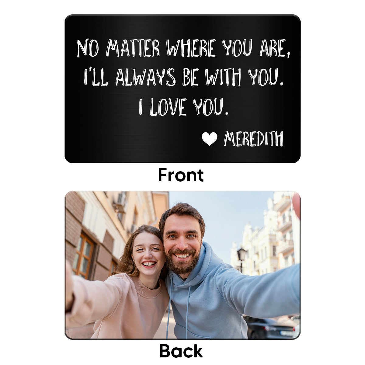 Wallet Insert Keepsake Custom Photo & Message Personalized Metal Wallet Card