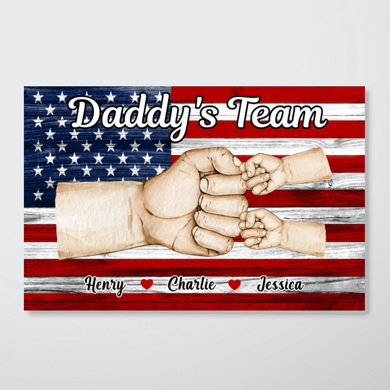 Nation Flag Daddy‘s Team Fist Bump Gift For Dad Personalized Horizontal Poster