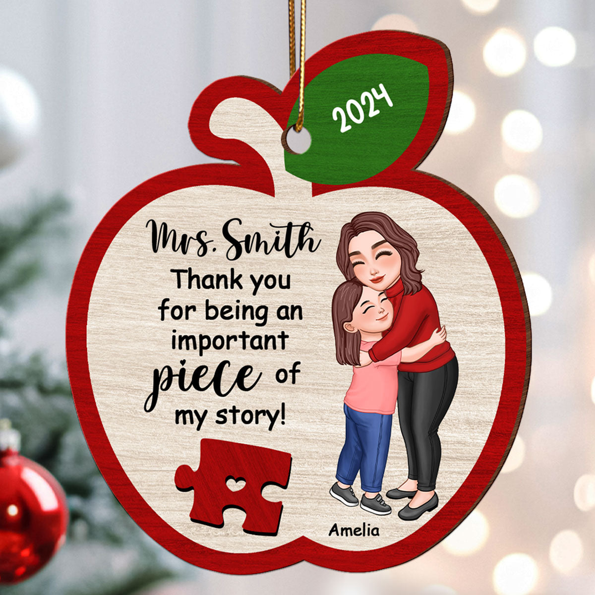 Thank You For Being An Importance Piece Teacher Appreciation Gifts Personalized Wooden Ornament