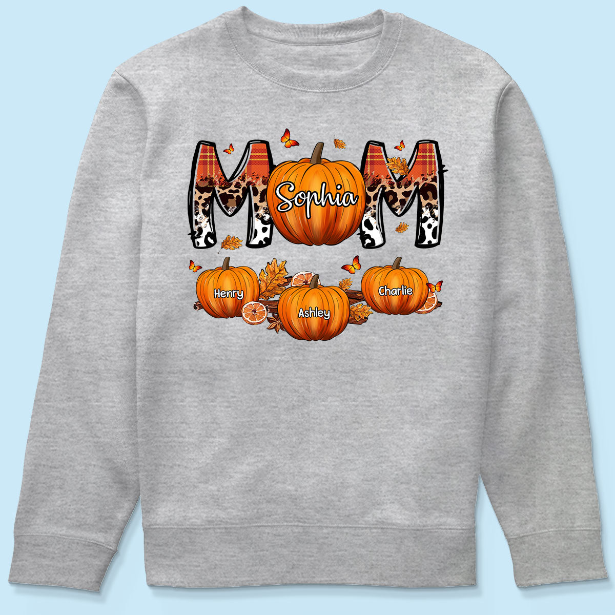 Mom Patterned Pumpkins Fall Season Personalized Shirt