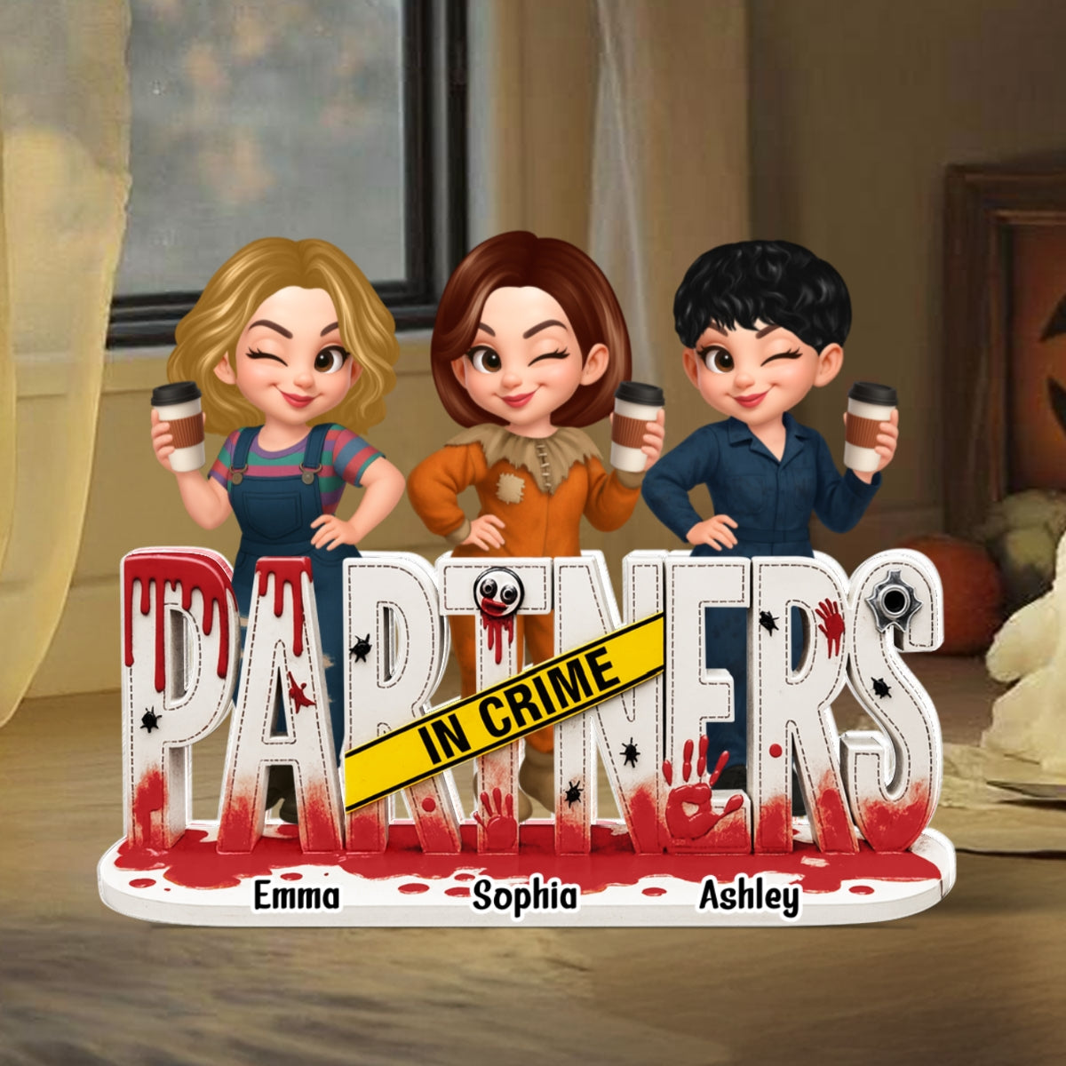 Partners In Crime Horror Halloween Besties Sisters Personalized Acrylic Block