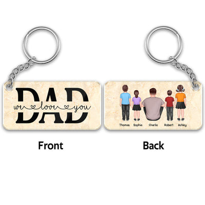 Best Dad Ever Man Sitting Kids Standing Personalized Acrylic Keychain