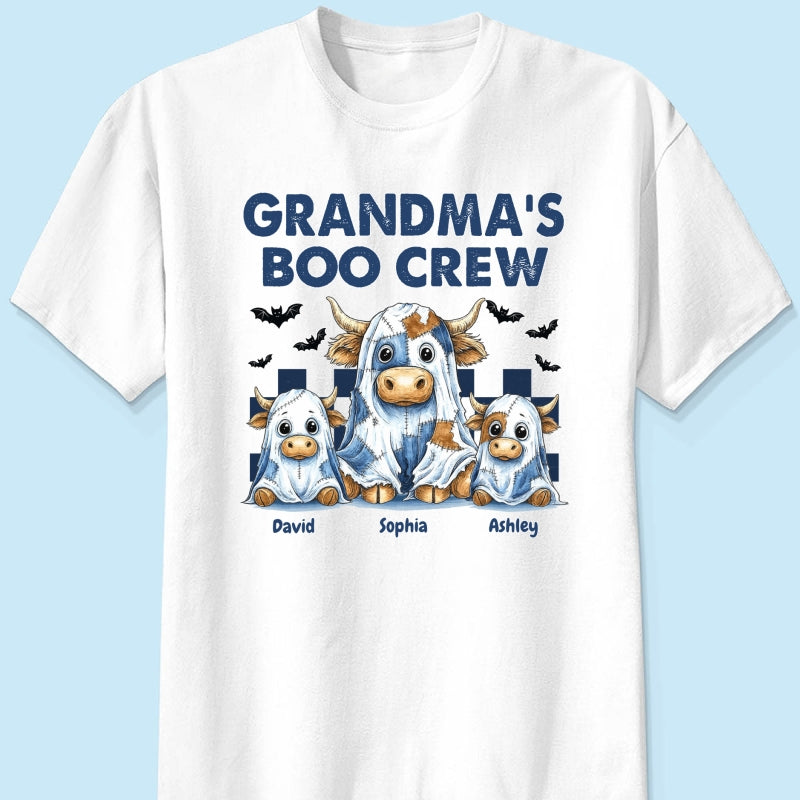 Grandma's Boo Crew Highland Cow Personalized Sweatshirt, Cozy Fall Vibe Sweatshirt