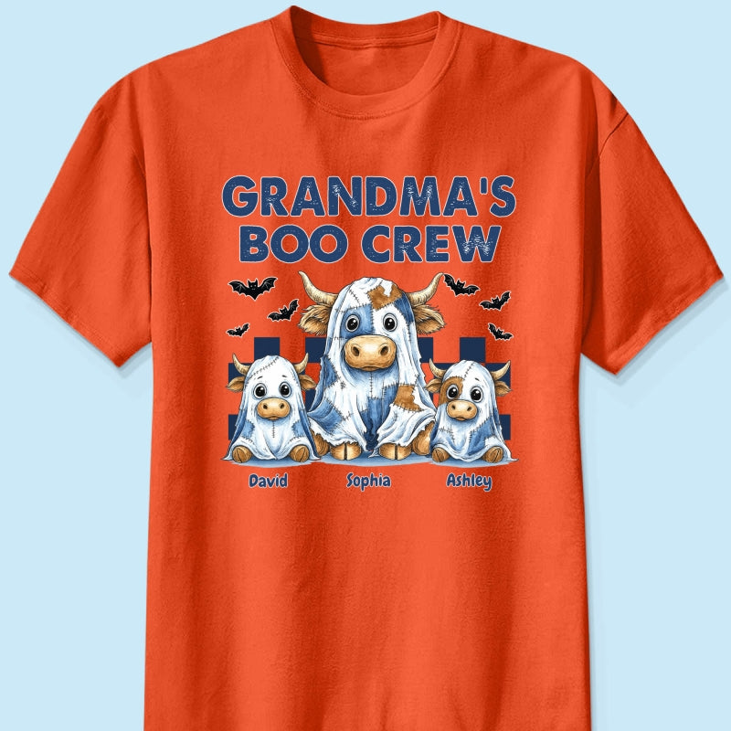 Grandma's Boo Crew Highland Cow Personalized Sweatshirt, Cozy Fall Vibe Sweatshirt