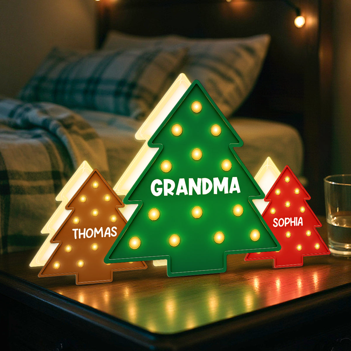 Christmas Tree Grandma Grandkids Christmas Personalized LED Light Box