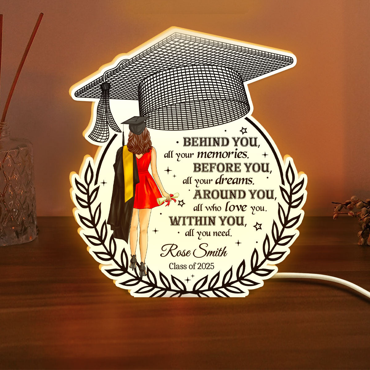 Behind You All Your Memories Graduation Gift Personalized Light Box
