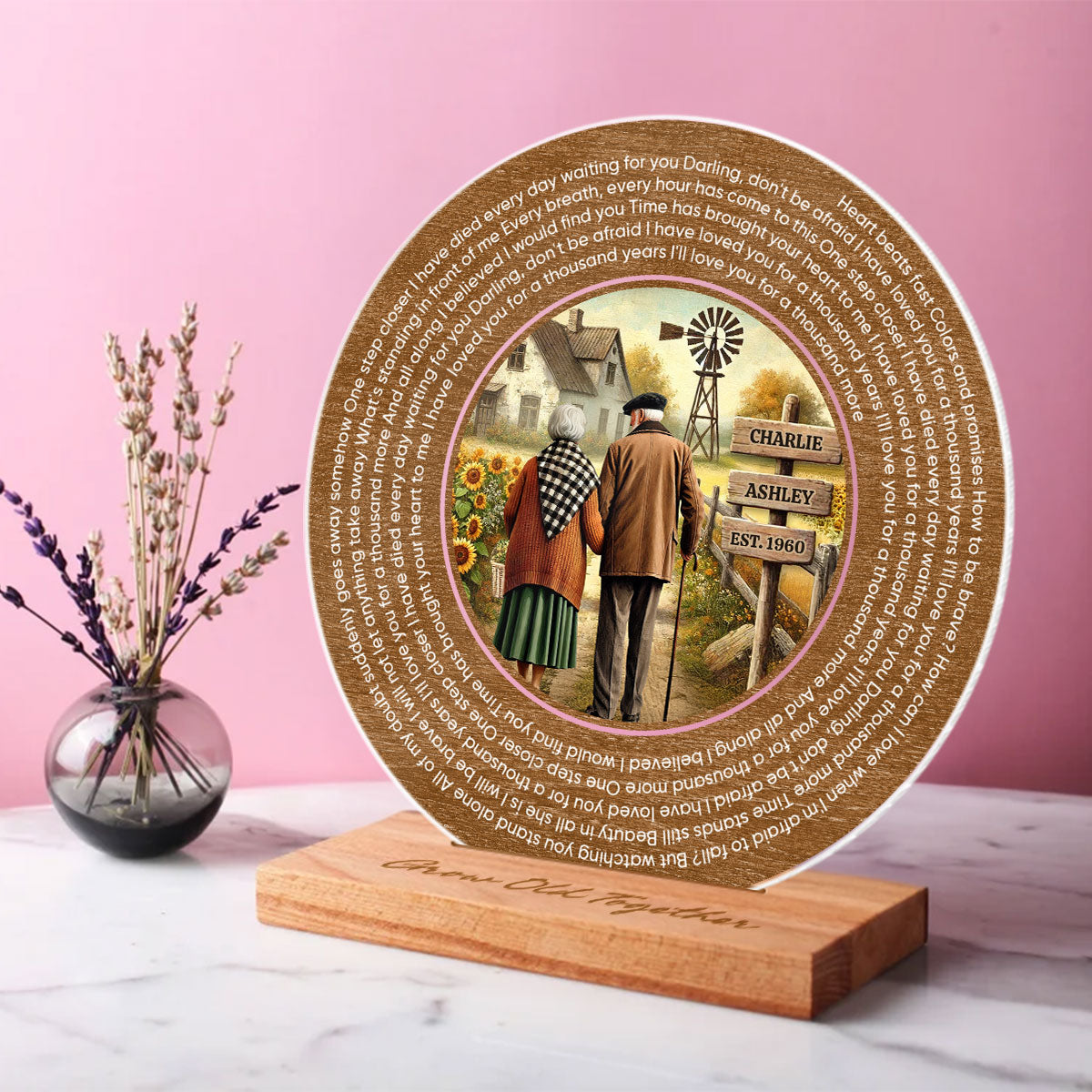 Couple Growing Old Together Personalized Vinyl Lyrics Record - Acrylic Song Plaque,  Gift, Anniversary Gift For Couple, For Him, For Her, Husband, Wife