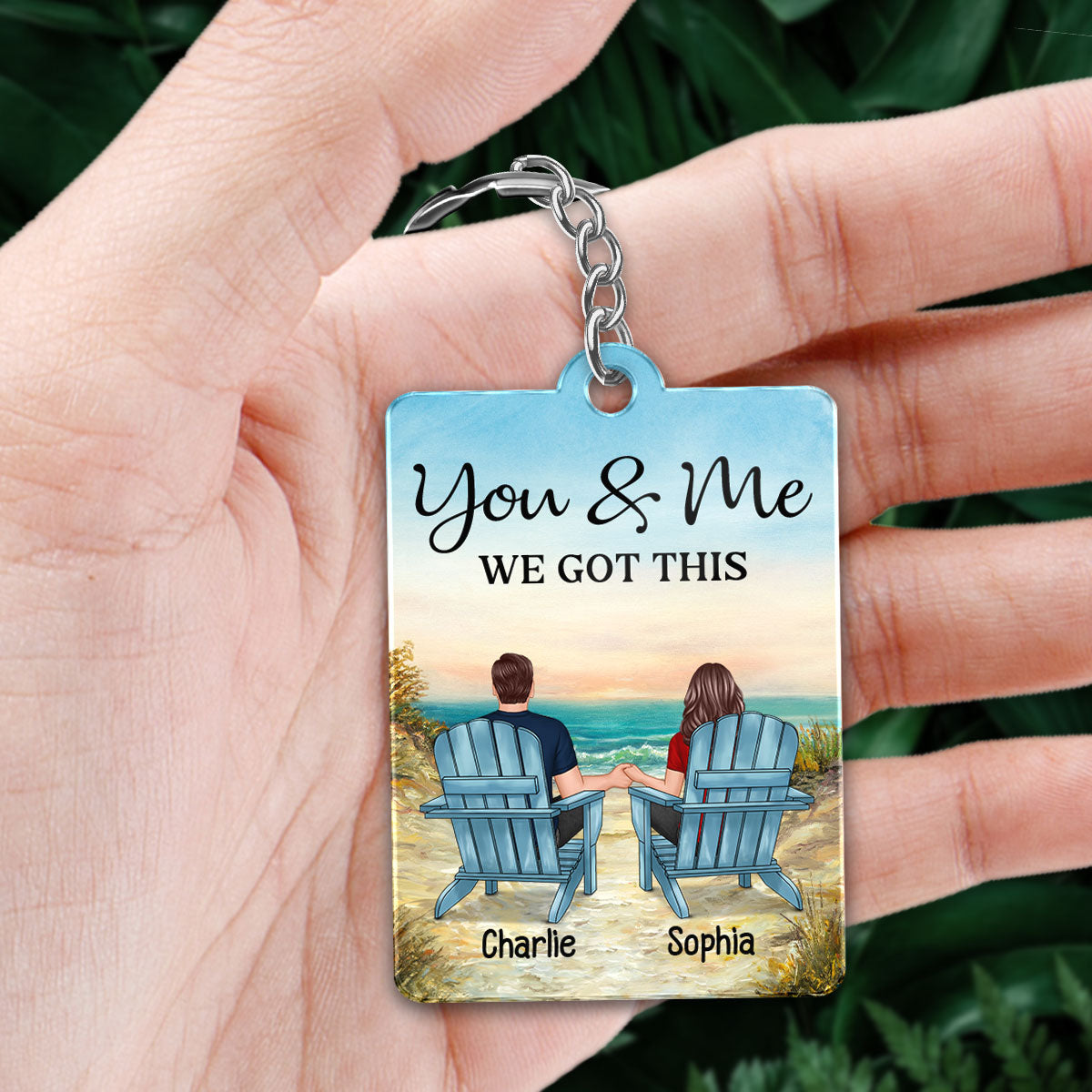 Love You To The Beach And Back Summer Couple Sitting Back View Favorite Song QR Code Personalized Acrylic Keychain