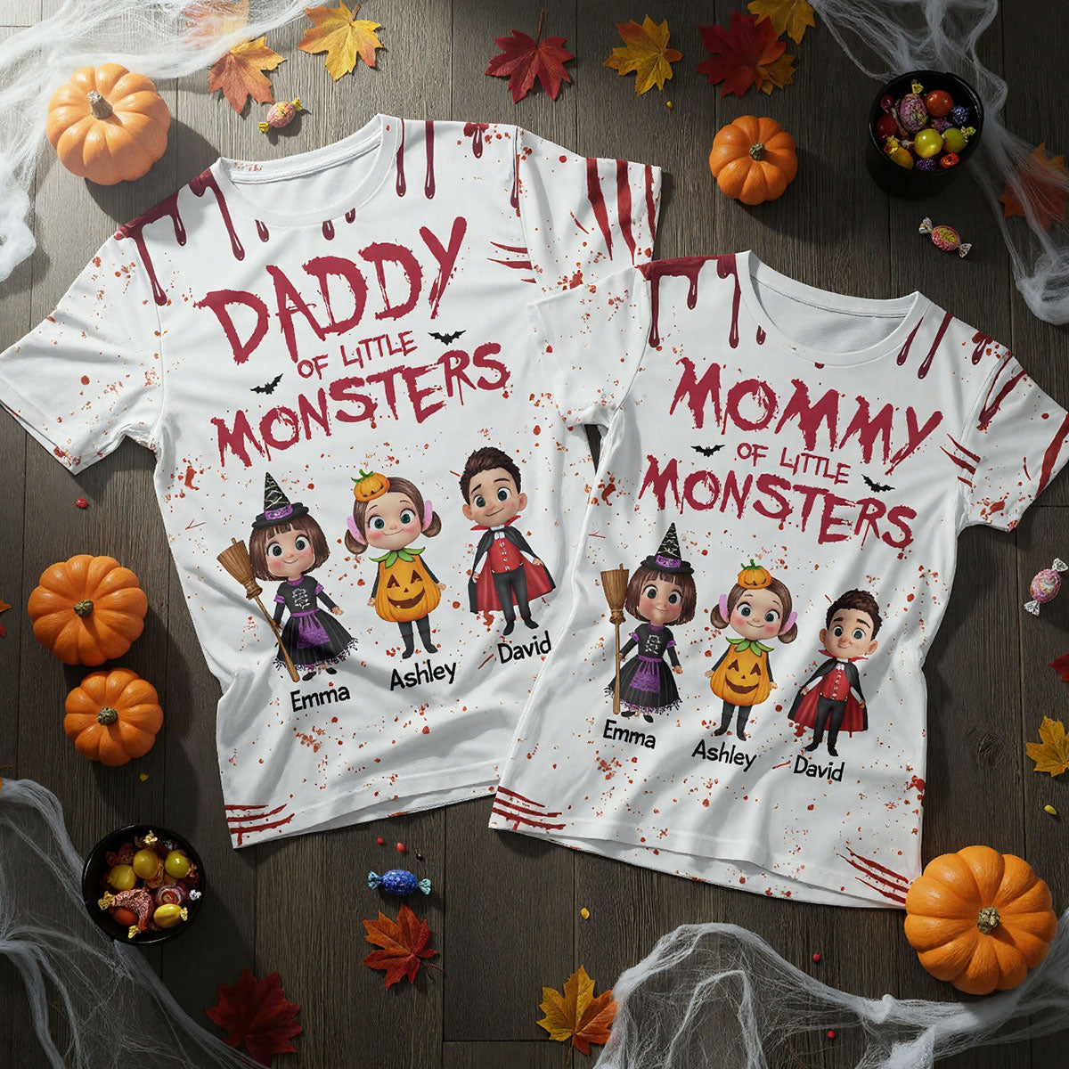 Halloween Mommy Daddy Of The Monsters Cute Kids Personalized 3D Shirt