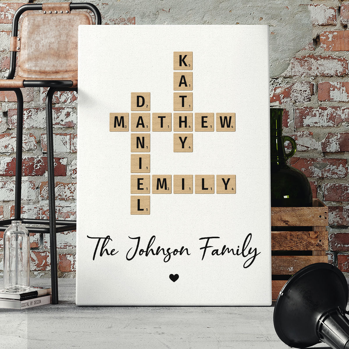Family Crossword Art - Created In A Moment, Treasured Forever - Personalized Canvas Prints