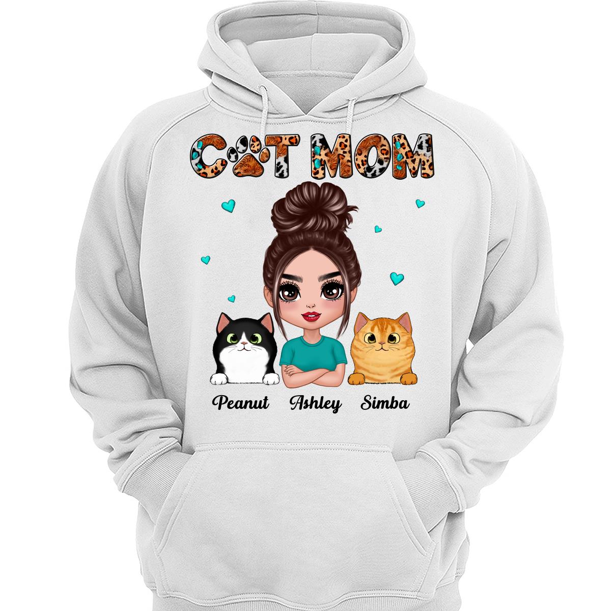 Teal And Leopard Doll Cat Mom Personalized Shirt