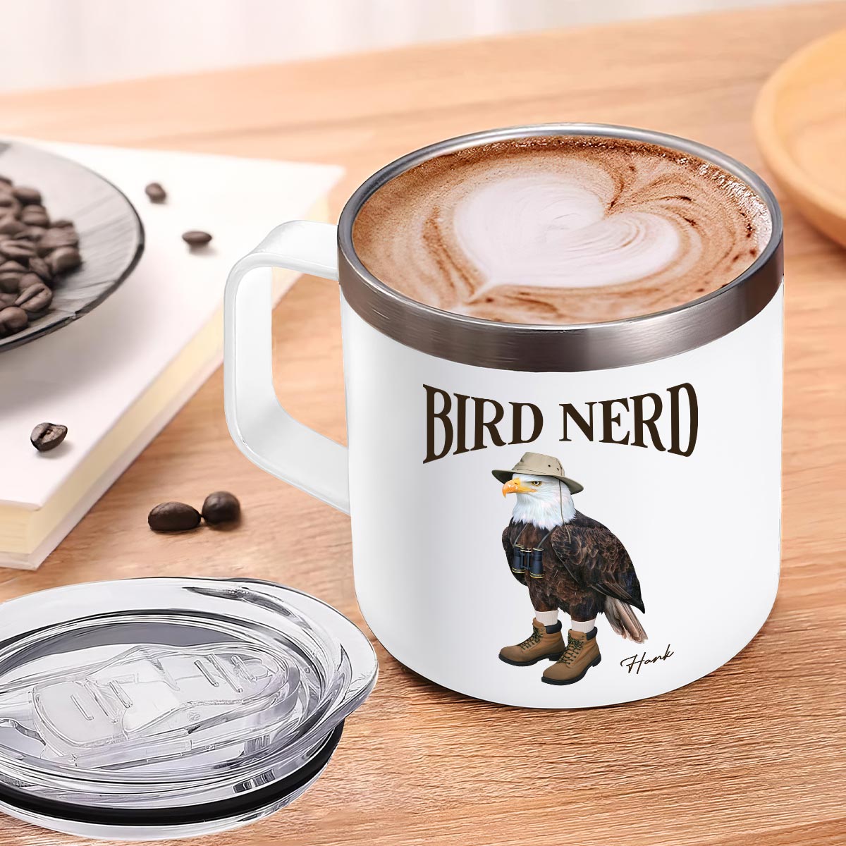Bird Nerd Funny Gift For Bird Watcher, Bird Twitcher Bird Lover Personalized Stainless Steel Tumbler With Handle