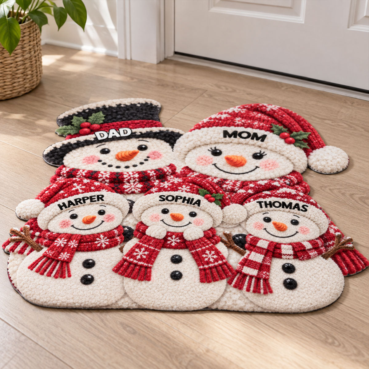 Christmas Cute Snowman 2D Flat Printed - Personalized Doormat - Christmas Decor For Family, Grandparents