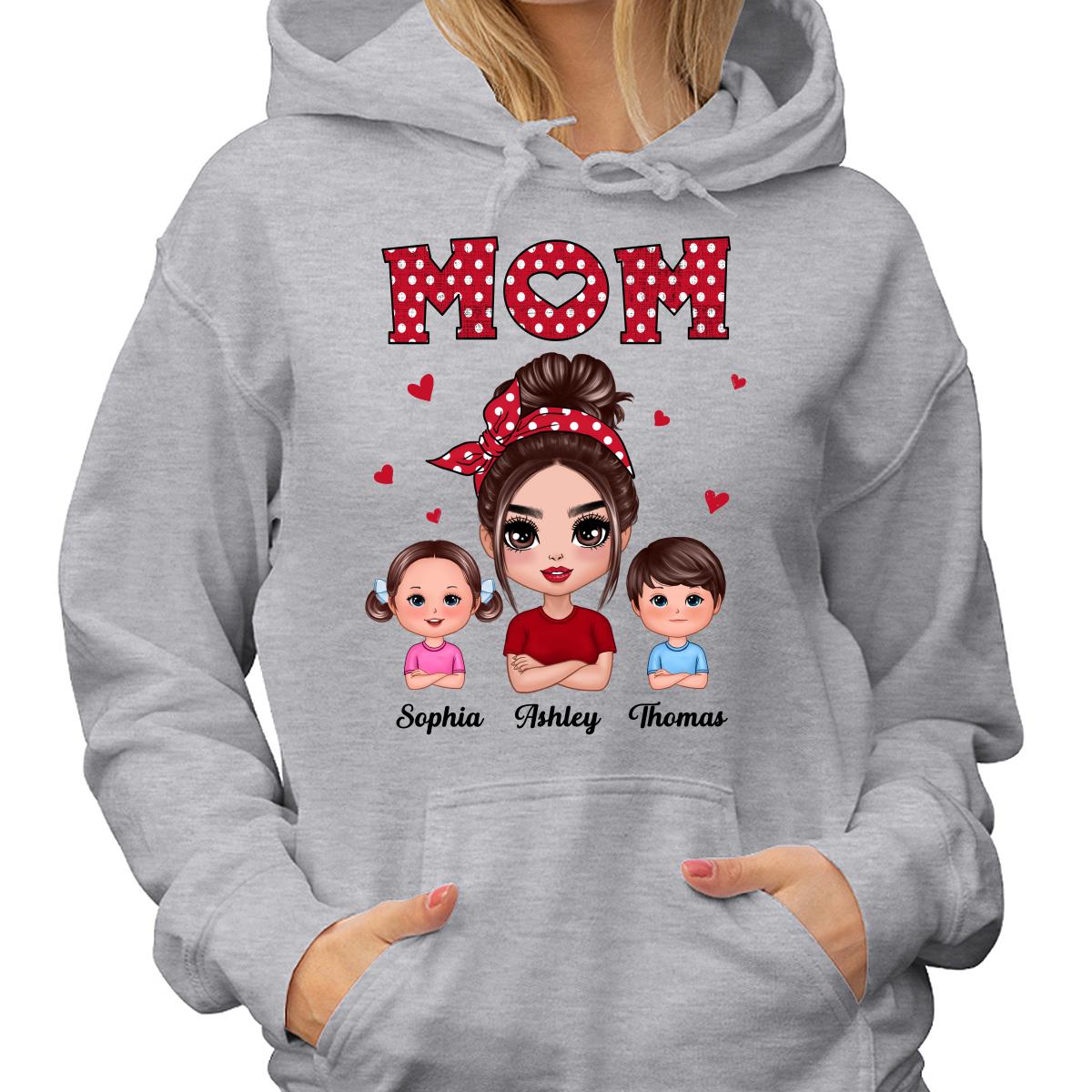 Polka Dot Pattern Mom With Kids Personalized Shirt